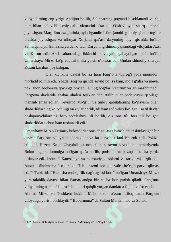 ZAHIRIDDIN MUHAMMAD BOBURNING HAYOTI VA SIYOSIY-ILMIY FAOLIYATI 8