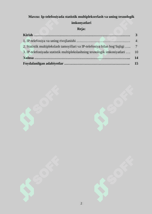 Ip-telefoniyada statistik multiplekserlash va uning texnologik imkonyatlari 2