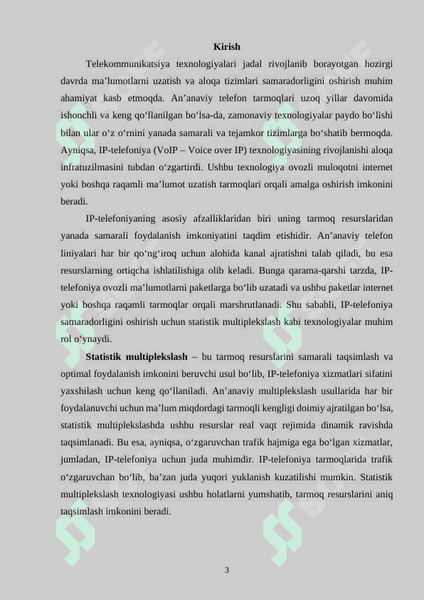 Ip-telefoniyada statistik multiplekserlash va uning texnologik imkonyatlari 3