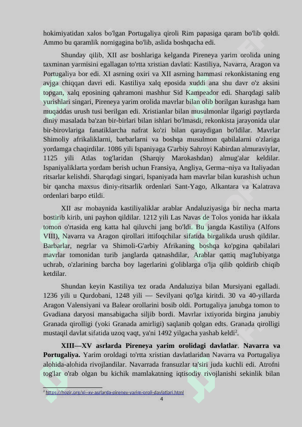 XI-XV ASRLARDA PIRENEY YARIM OROLI DAVLATLARI 4