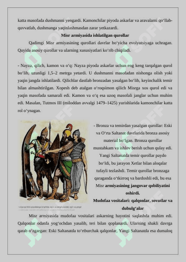 Qadimgi Misr va Mesopotamiya armiyasining qurollanishi 8