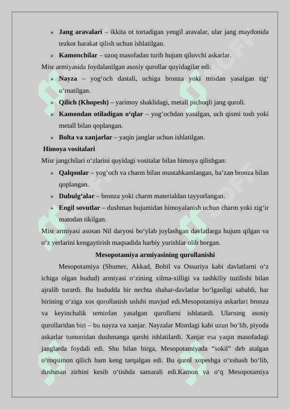 Qadimgi Misr va Mesopotamiya armiyasining qurollanishi maqola 3