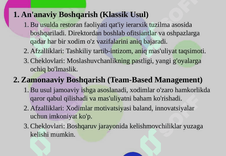 RESTORAN XIZMATINI BOSHQARISH TURLARI 3