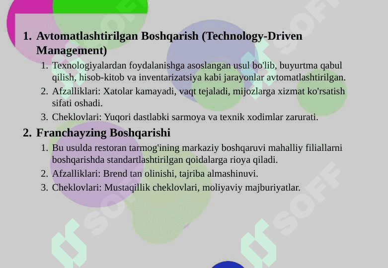 RESTORAN XIZMATINI BOSHQARISH TURLARI 4