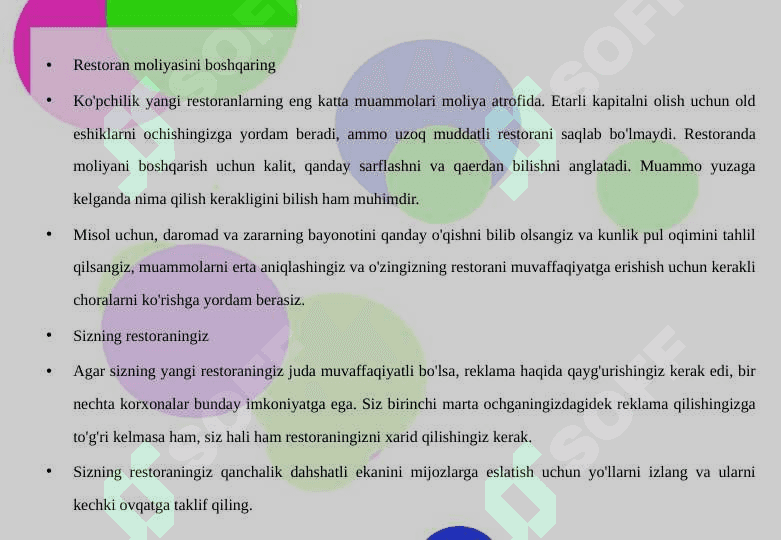 RESTORAN XIZMATINI BOSHQARISH TURLARI 6