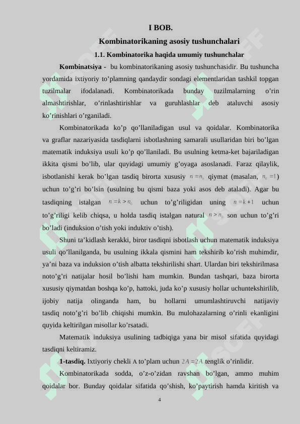 Bo’laklashlar kombinatorikasi 4
