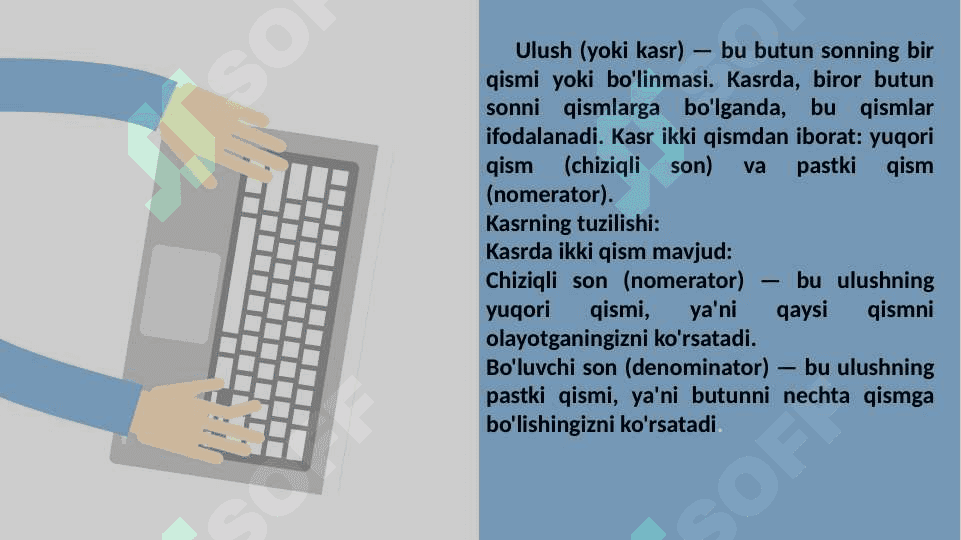 Ulush.Butunning ulishini topish.Ulushga ko'ra butunni topish 3