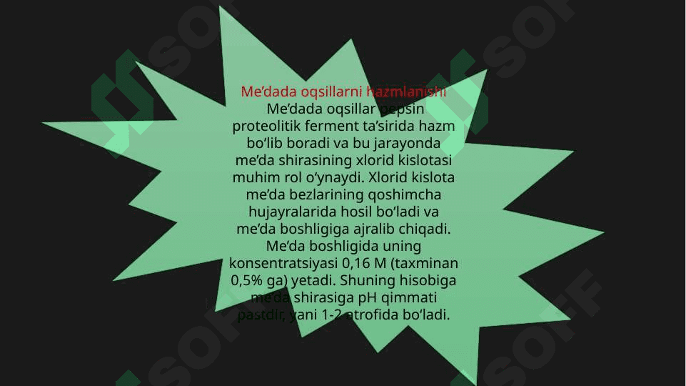 Oqsillarning hazmlanishi, aminokislotalarning so`rilishi va to`qimalararo taqsimlanishi 5