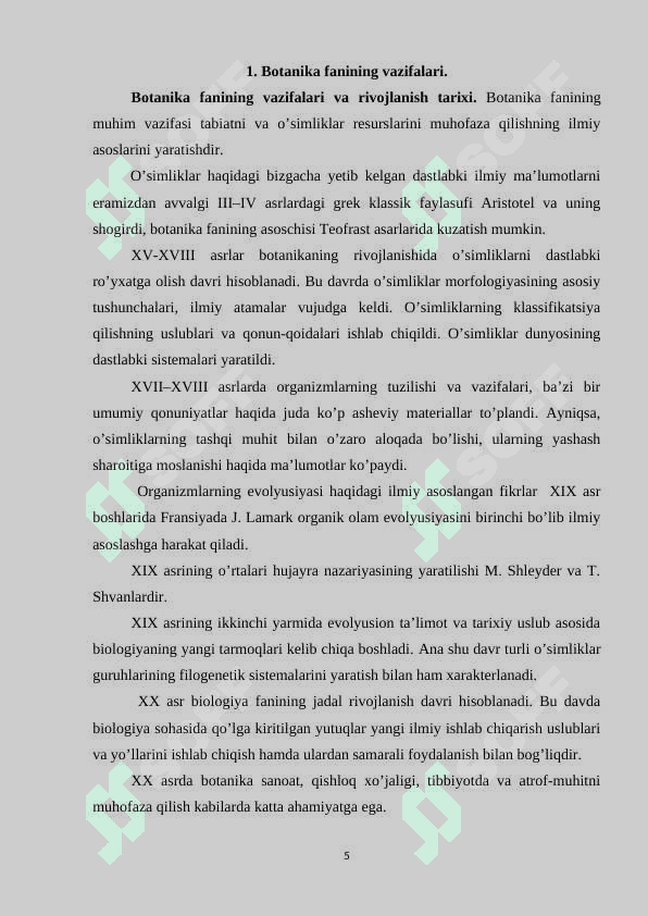 Botanika fanining vazifalari, o'simliklar anatomiyasi 5
