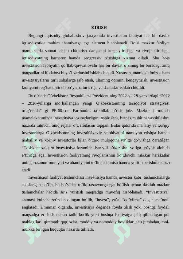 INVESTITSIYA TUSHUNCHASINING MAZMUNI VA UNGA BERILGAN TURLI TA’RIFLAR 2