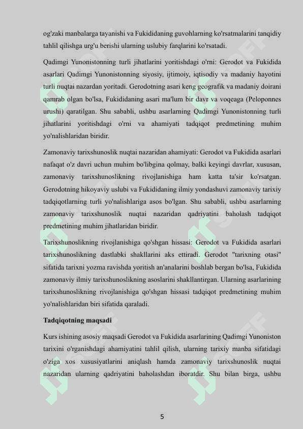 Qadimgi Yunoniston tarixini oʻrganishda Geradod va Fukidid asarlarining ahamiyati 5