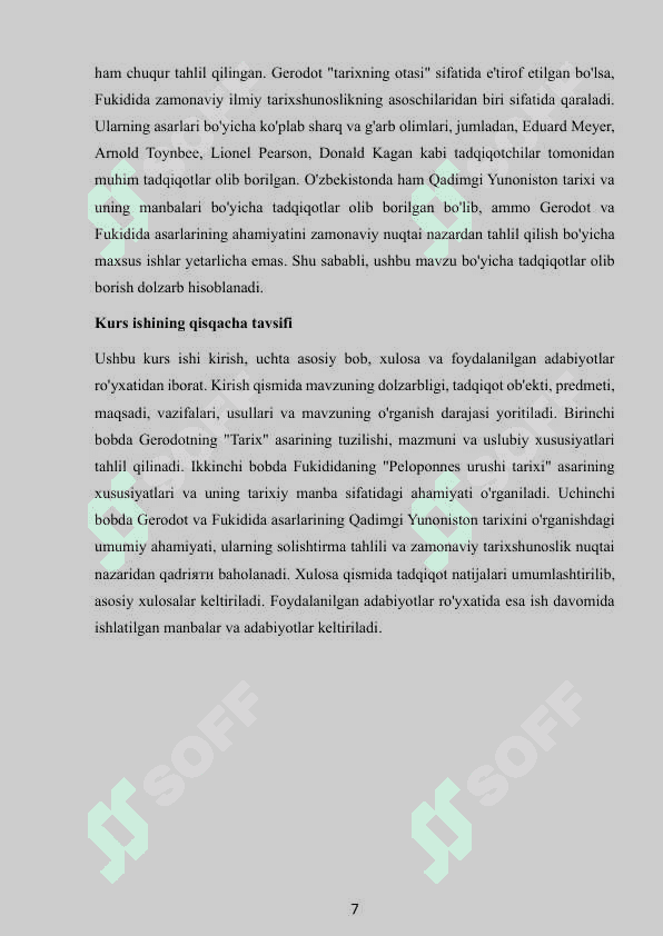 Qadimgi Yunoniston tarixini oʻrganishda Geradod va Fukidid asarlarining ahamiyati 7