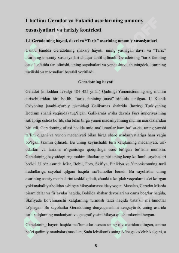 Qadimgi Yunoniston tarixini oʻrganishda Geradod va Fukidid asarlarining ahamiyati 8