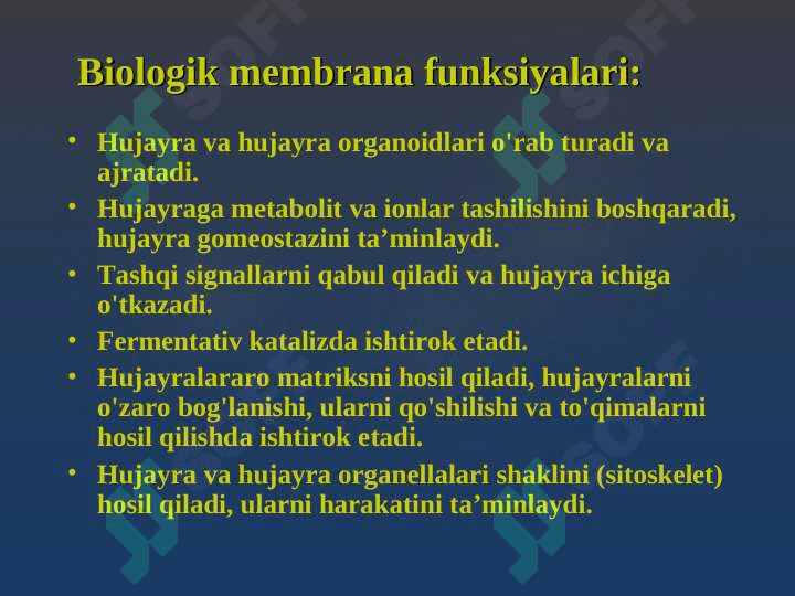 Hujаyrа mеmbrаnаlаrining tuzilishi va vazifalari 2