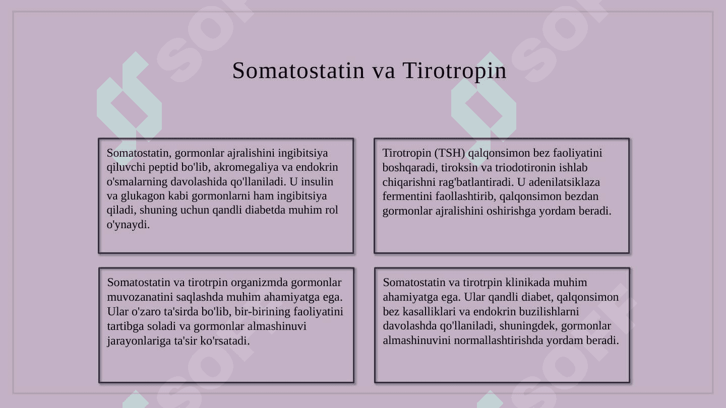 Oqsil va polipeptid unumli gormonal moddalar 6