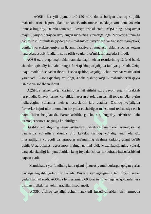 Rivojlangan mamlakatlarida qishloq xo‘jaligining o‘rni va rivojlanish xususiyatlari 2