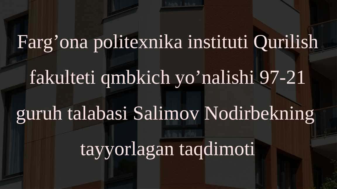 Pardozlash va issiqlik izolyatsiyasi materiallarining tahlili