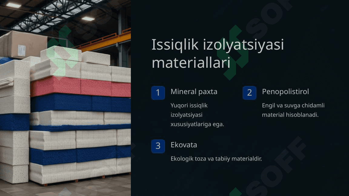 Pardozlash va issiqlik izolyatsiyasi: Materiallar va xossalari 4