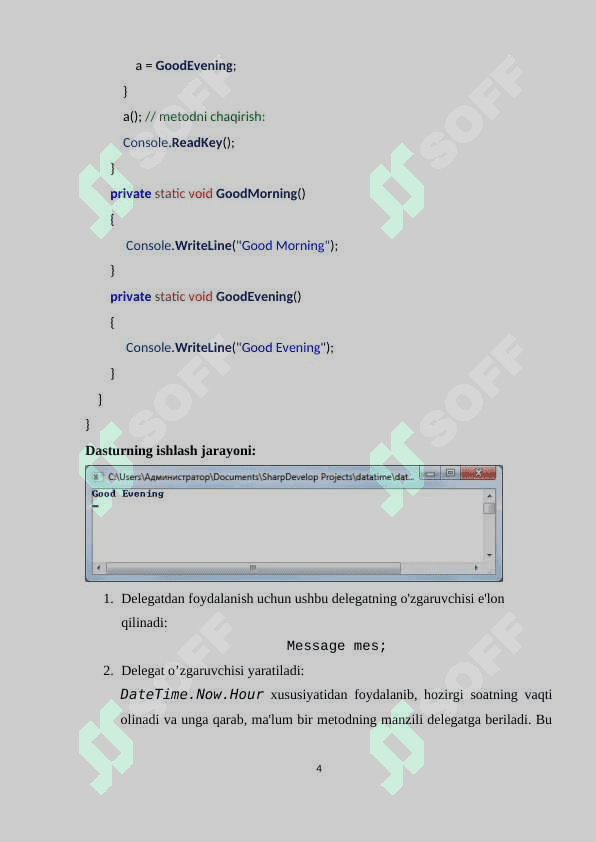 C# dasturlash tilida delegatlar bilan ishlash 4