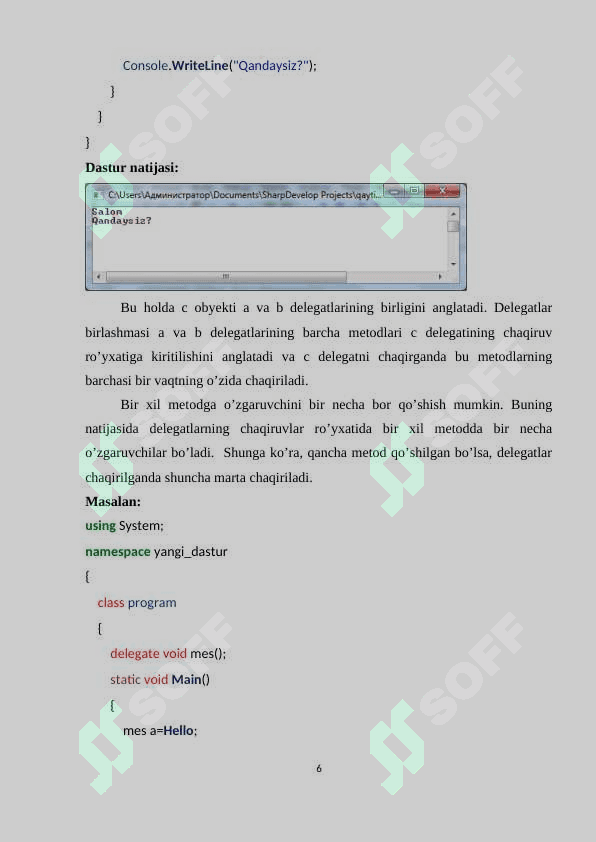 C# dasturlash tilida delegatlar bilan ishlash 6