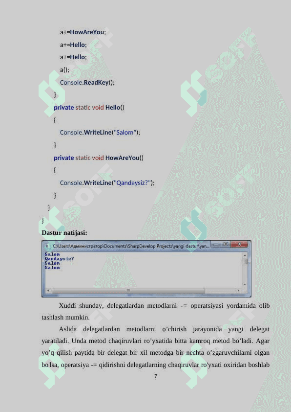 C# dasturlash tilida delegatlar bilan ishlash 7