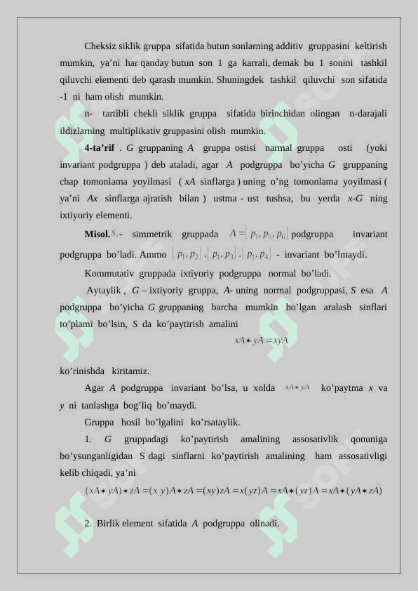 Chekli abel  gruppalari 8