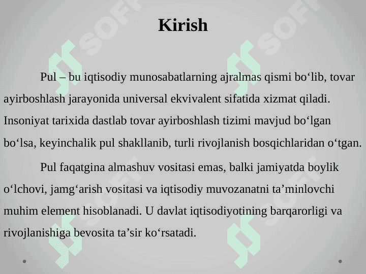 Pul haqida ,qanday ishlab chiqarilishi qayirdan kelishi qanday hom ashyodan tayyorlanishi haqida 2