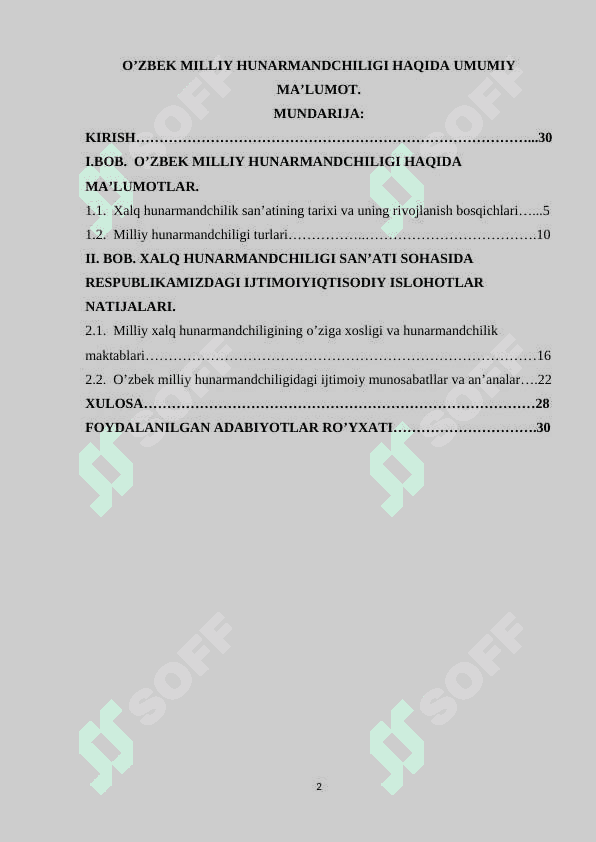 O’zbek milliy hunarmandchiligi haqida umumiy ma’lumot 2
