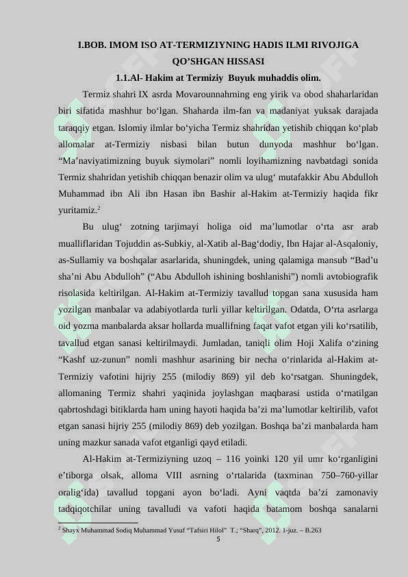 At -termiziyning hadis ilmini rivojlantirishdagi xizmatlari 5