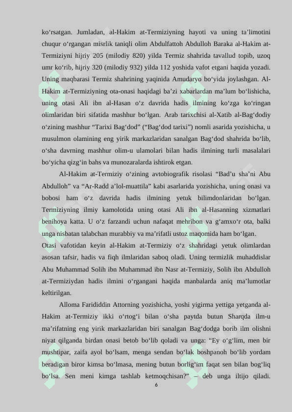 At -termiziyning hadis ilmini rivojlantirishdagi xizmatlari 6