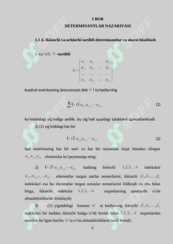 Determinantlarni hisoblash 6