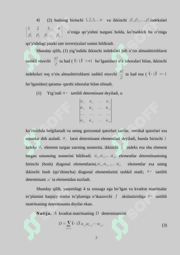 Determinantlarni hisoblash 7