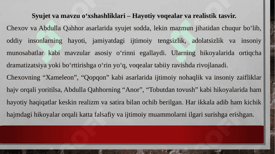 Chexov va Abdulla Qahhor asarlarining qiyosiy tahlili 4