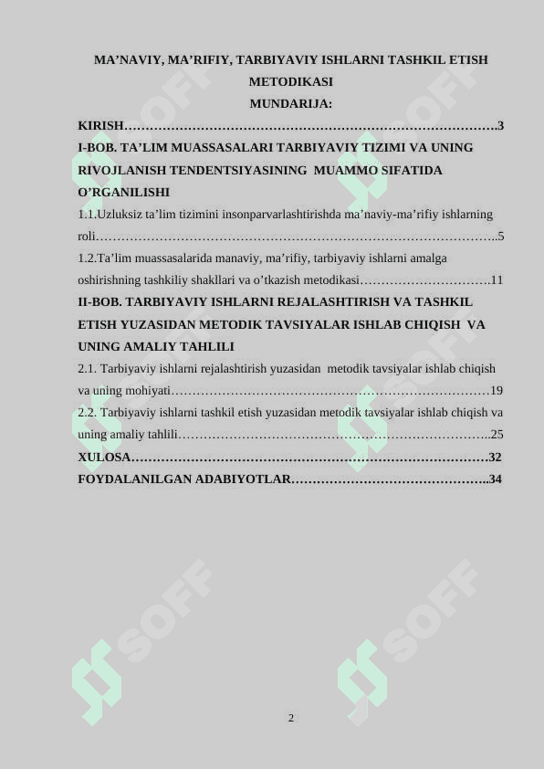Ma’naviy, maʼrifiy, tarbiyaviy ishlarni tashkil etish metodikasi 2