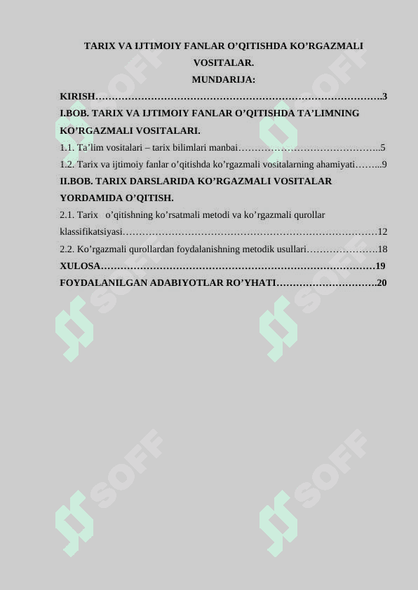 Tarix va ijtimoiy fanlar o’qitishda ko’rgazmali vositalar 2