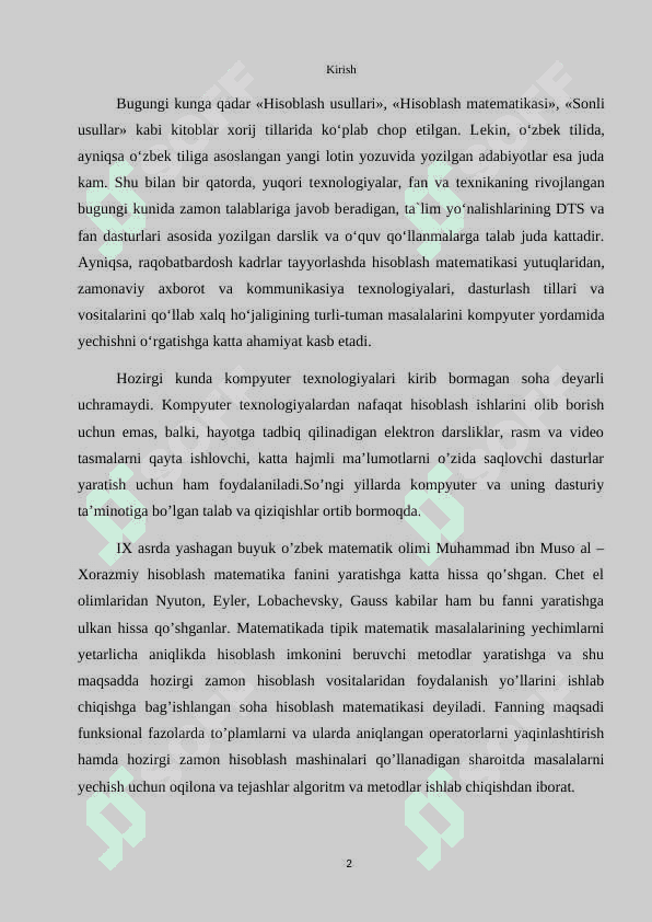 ELLIPTIK TIPDAGI BIR TENGLAMA UCHUN QO‘YILGAN CHEGARAVIY MASALANI  CHEKLI AYIRMALAR USULI YORDAMIDA YECHISH 2