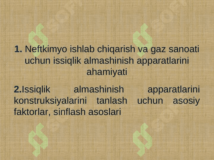 Issiqlik almashinish apparatlari 2