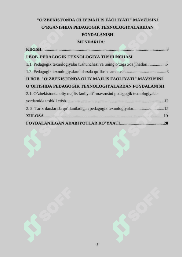 Oʻzbekistonda Oliy Majlis faoliyati mavzusini oʻrganishda pedagogik texnologiyalaridan foydalanish 2