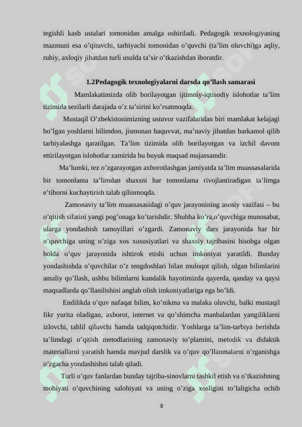 Oʻzbekistonda Oliy Majlis faoliyati mavzusini oʻrganishda pedagogik texnologiyalaridan foydalanish 8