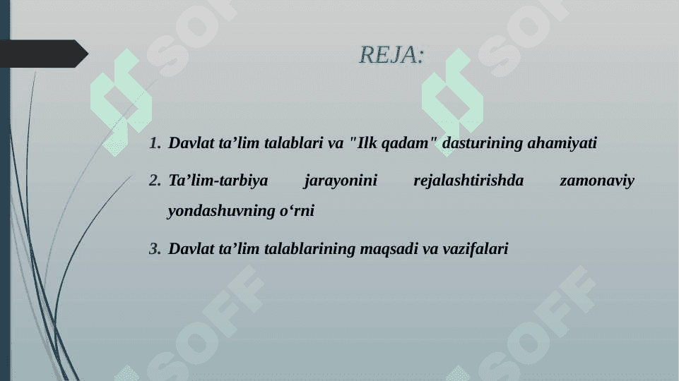 DAVLAT TA'LIM TALABLARI VA ILK QADAM DAVLAT O'QUV DASTURI ASOSIDA TA'LIM-TARBIYA JARAYONINI REJALASHTIRISHDA ZAMONAVIY YONDASHUV. 2