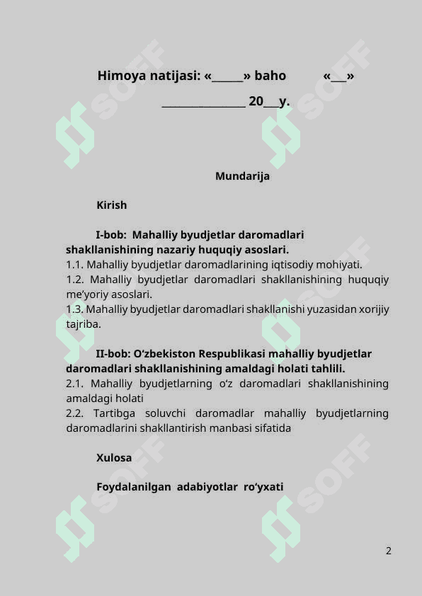 Mahalliy byudjet daromadlari tarkibi 2
