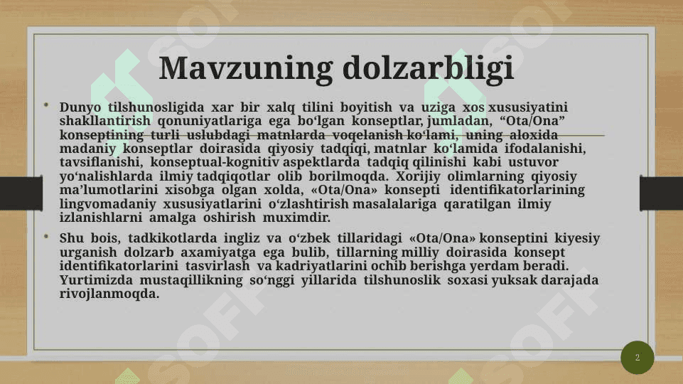 INGLIZ VA O'ZBEK TILLARIDA PARENTS/OTA-ONA  KONSEPTINING LINGVOKOGNITIV TADQIQI 2