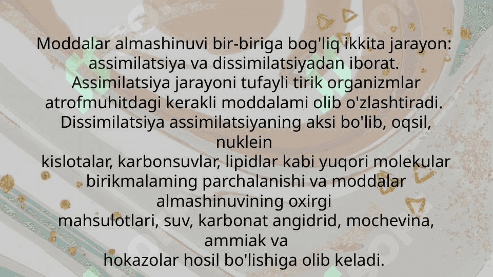 Katabolizm va anabolizm . Uning normal va patologik holatdagi o'zgarishlari 2