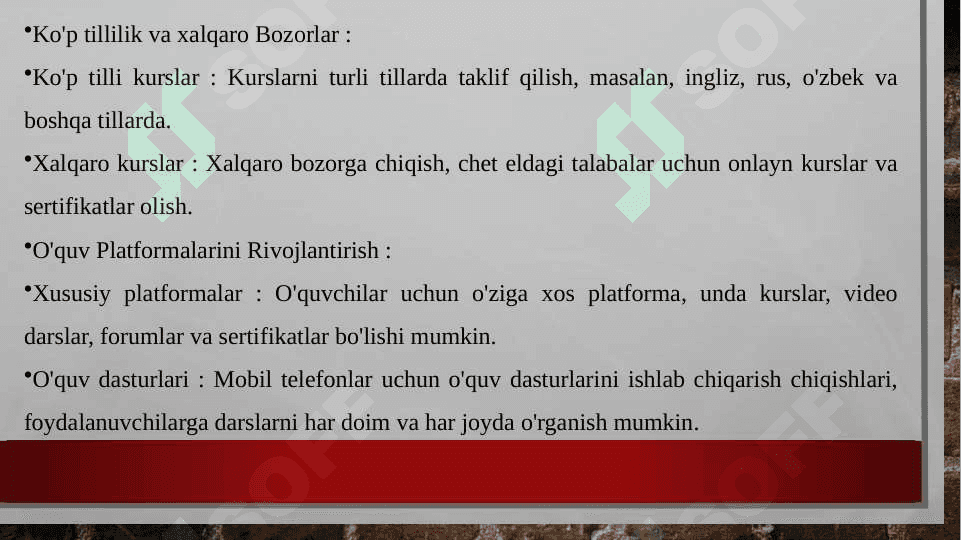 Tadbirkorlik faoliyatlarini tashkil etish Oʻquv kurslar biznesi soxasida 8