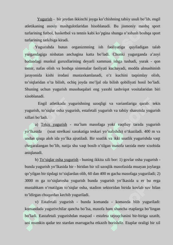 Engil atletika mashg‘ulotlarini tashkillashtirish va o‘tkazish uslubiyoti  kurs ishi 7
