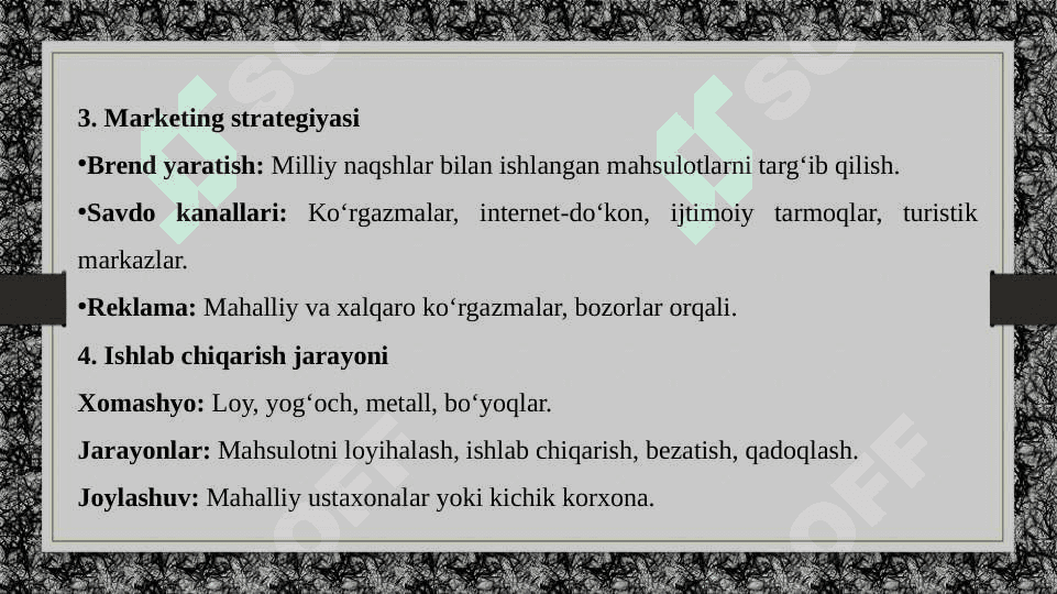 Madaniy muxutlarni ishlab chiqarish soxasida 4
