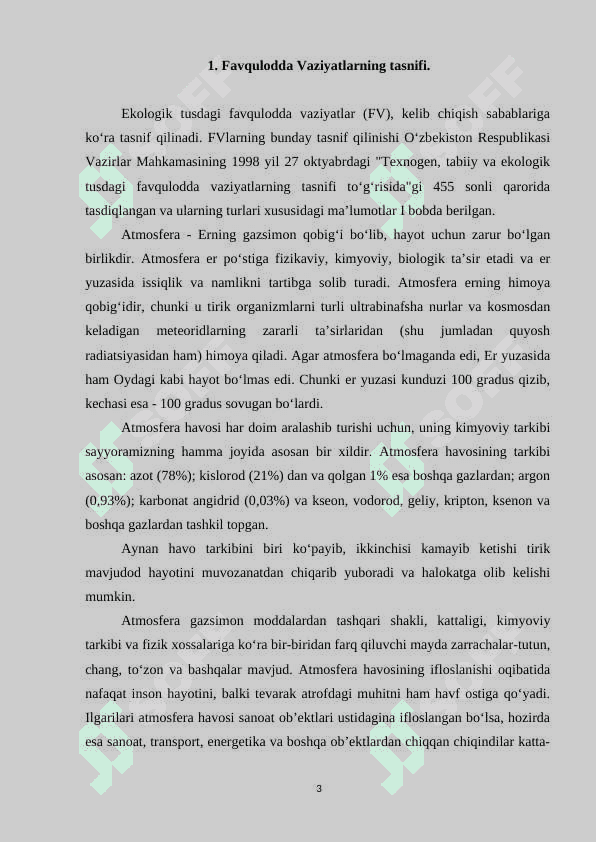 Favqulodda Vaziyatlarning tasnifi, tavsifi va ularning hususiyatlari 3