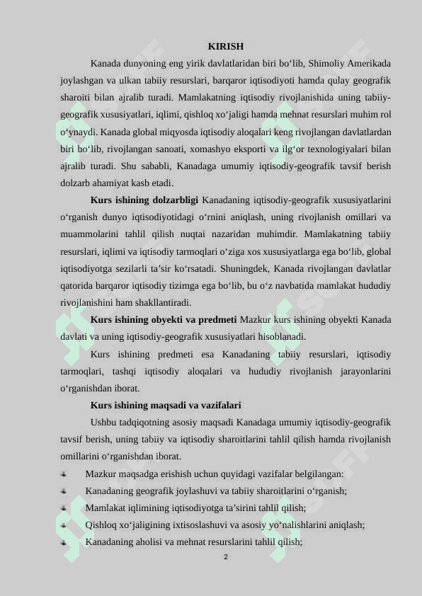 Kanadaga umumiy iqtisodiy-geografik tavsif 2