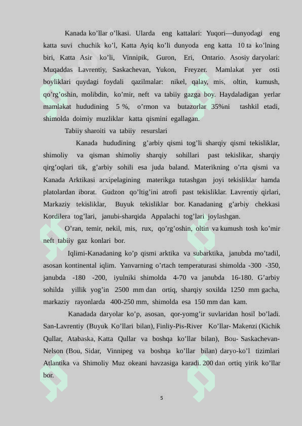Kanadaga umumiy iqtisodiy-geografik tavsif 5