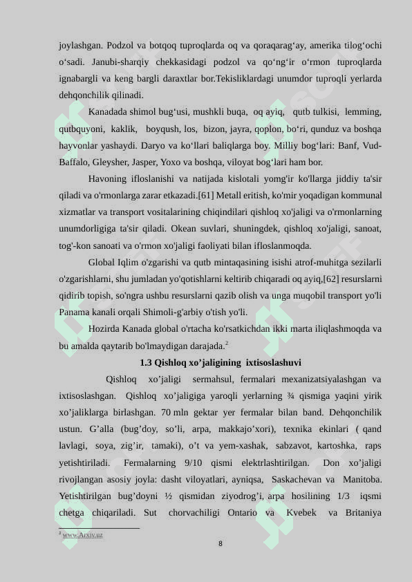 Kanadaga umumiy iqtisodiy-geografik tavsif 8